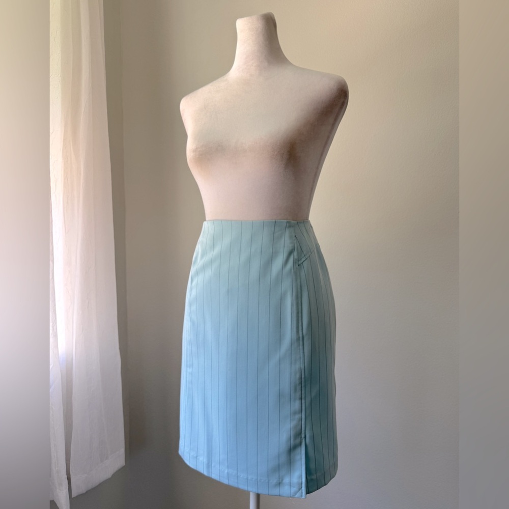 Vintage ‘90s J.G. Hook Light Blue Pinstripe Pencil Mini Skirt